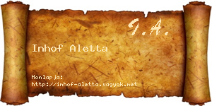 Inhof Aletta névjegykártya